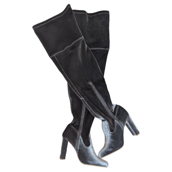 JustFab Tibbie Gray Over the Knee Boots - Picture 2 of 8